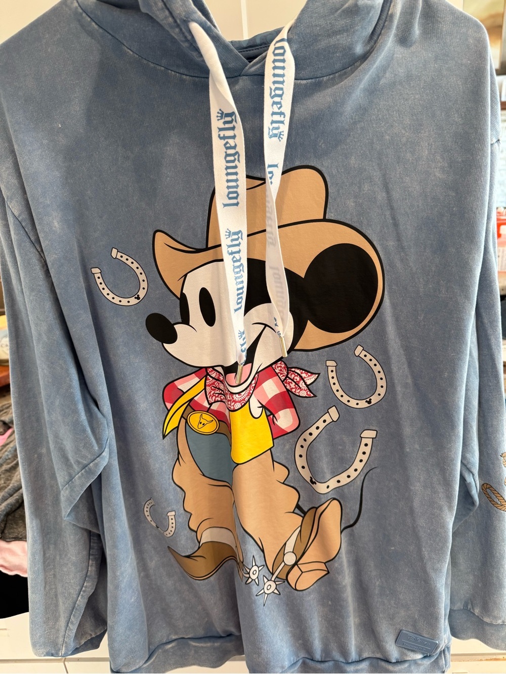 Loungefly Disney Blue Mickey Mouse Cowboy Pullover Hoodie